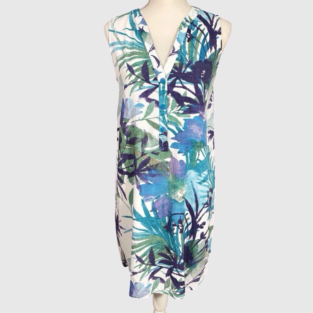 Vintage Jams World Breeze Tank Dress Women’s XS Hawaiian Tropical Floral Rayon